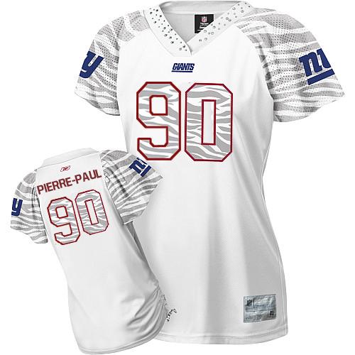 Giants #90 Jason Pierre-Paul White Women's Zebra Field Flirt Stitched NFL Jersey